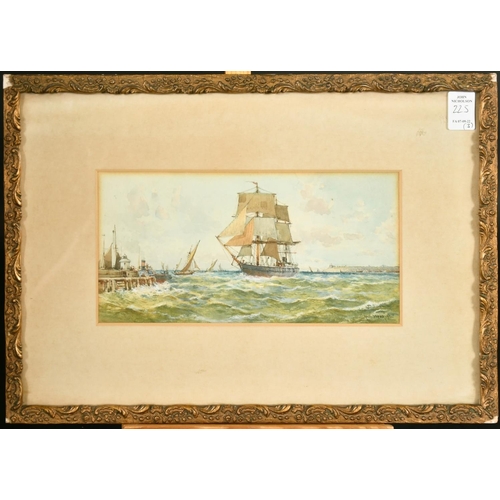 225 - S. Carter, Circa 1884, a view of a J-Class yacht, watercolour, signed and dated, 7.5