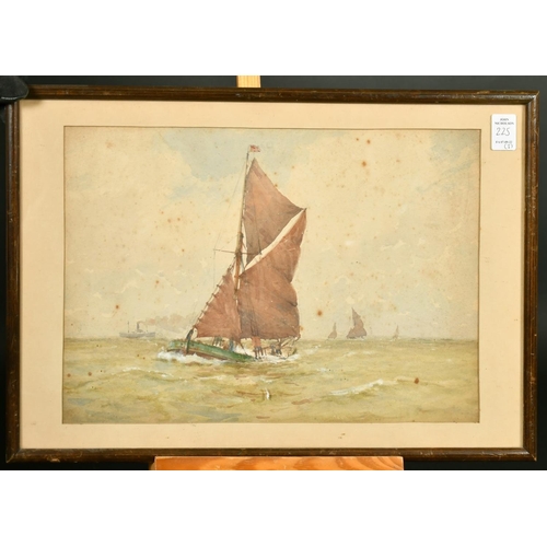 225 - S. Carter, Circa 1884, a view of a J-Class yacht, watercolour, signed and dated, 7.5