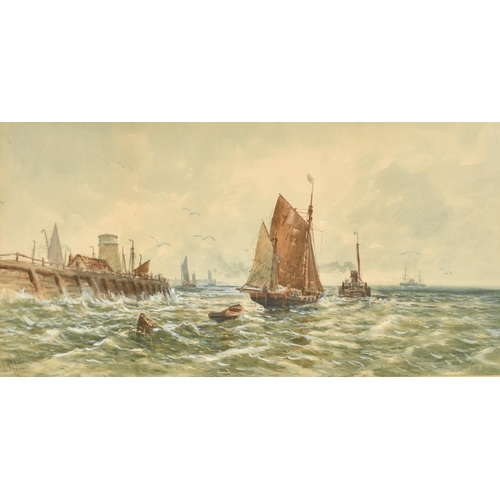 234 - James Chisholm Gooden (19th Century), Shipping in a heavy swell, watercolour, trade labels and sketc... 