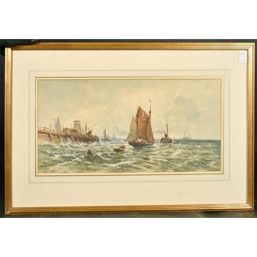 234 - James Chisholm Gooden (19th Century), Shipping in a heavy swell, watercolour, trade labels and sketc... 
