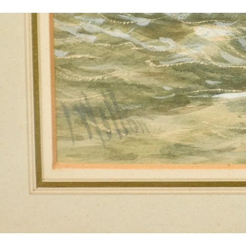 234 - James Chisholm Gooden (19th Century), Shipping in a heavy swell, watercolour, trade labels and sketc... 