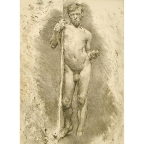 239 - Attributed to Lucy Kemp-Welch (1869-1958) British, a charcoal study of a standing male nude, 23