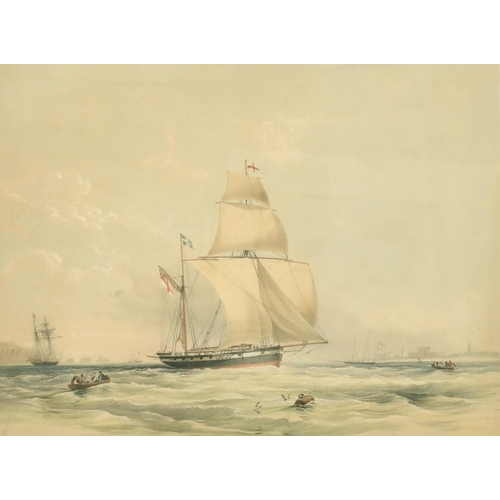 25 - Hawkins after Condy, 19th Century hand coloured lithograph of the yacht, Kestrel, 10.5