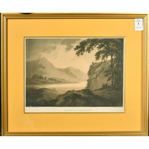 3 - Samuel Alken after William Gilpin, A landscape with figures at the water's edge, aquatint, etching, ... 