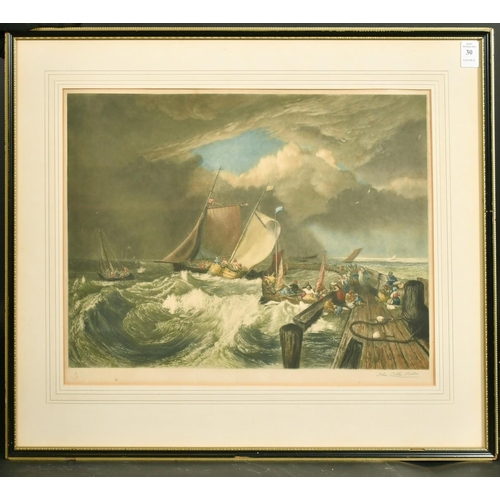 30 - After Turner, Calais Pier, colour print, signed in pencil by the engraver, 13