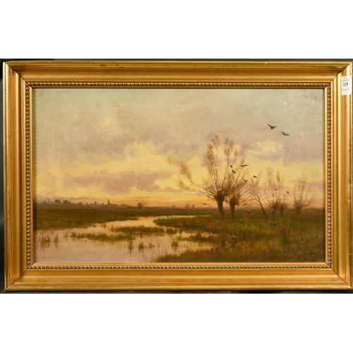 315 - Late 19th Century School, a river landscape at dusk, oil on canvas, 12.5
