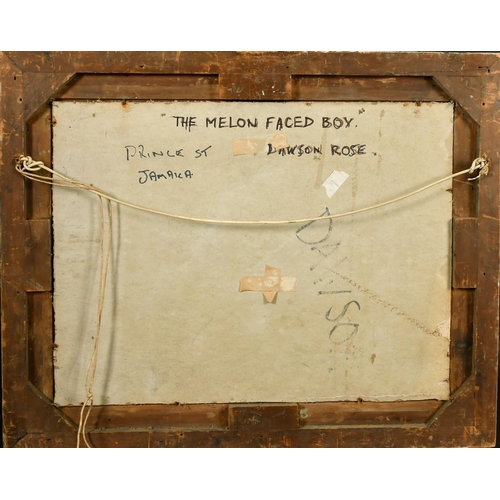 332 - Dawson Rose (20th Century) 'The Melon Faced Boy' oil on board, inscription verso, 19