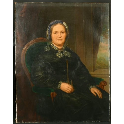 339 - English School (19th Century) Portrait of a lady seated near a window, oil on canvas, 44