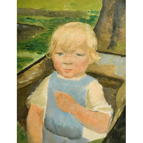 343 - 20th Century, Portrait study of a young blonde-haired child, oil on canvas, 18