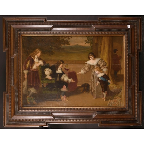 350 - 19th Century English School, Family gathering in a lavish interior, oil on canvas, indistinctly sign... 