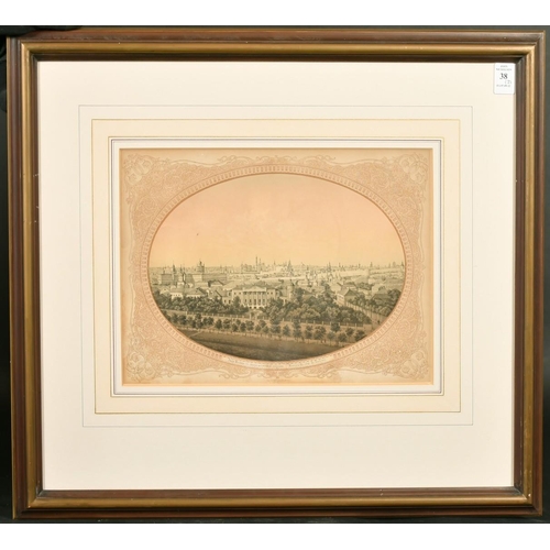 38 - A group of three mid-19th Century lithographs of Moscow landmarks, each 9.5