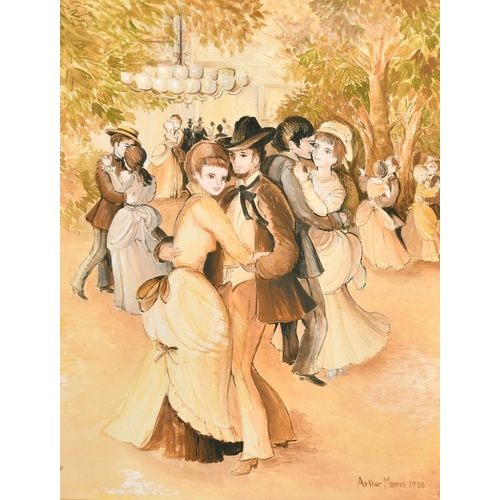 500 - James Arthur Morris (20th Century) British, couples dancing in a formal garden, watercolour, 20