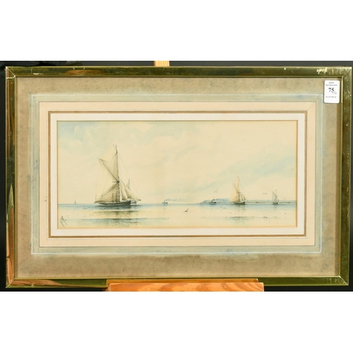 75 - R. Markes, Yachts, 'After the Race off Cowes', watercolour, initialled and inscription verso, 5.75