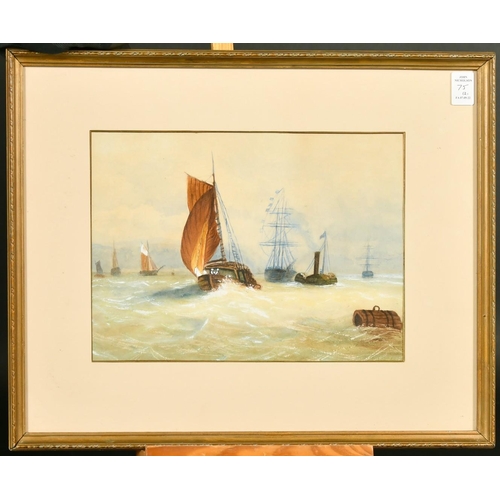 75 - R. Markes, Yachts, 'After the Race off Cowes', watercolour, initialled and inscription verso, 5.75