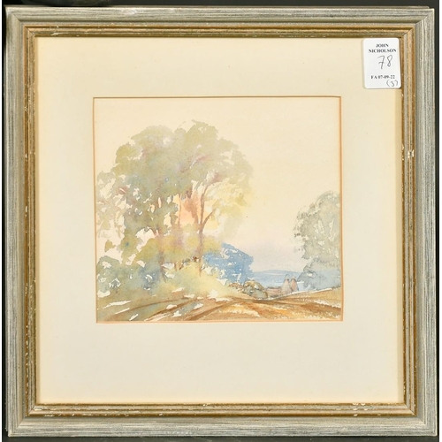 78 - W.H. Jackson, A farmer returning from the fields with horses, watercolour, signed, 8.75