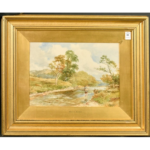 88 - David Bates (1840-1921) British, 'The Trout Fisher', watercolour, signed, 9.75