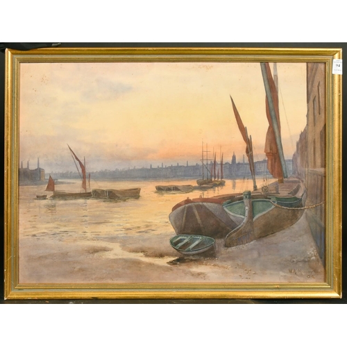 94 - William A. Moody (fl.1910-1930) A view of the Thames at Battersea, watercolour, signed and dated '04... 