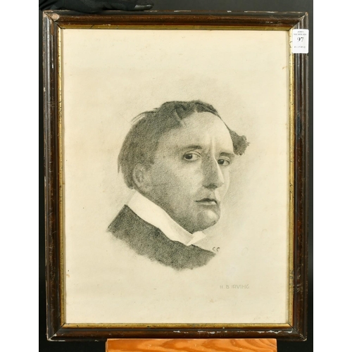 97 - 19th / 20th Century, Head study of the actor, Harry B. Irving, charcoal drawing, 15.5