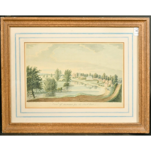 99 - John Donaldson after Rev S. Shaw, View of Elford from the Southeast, watercolour, 9.75