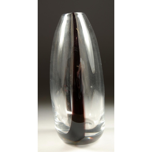 1069 - A SMOKEY GLASS VASE. No. 1236. Printed Kosta mark. 7ins high.