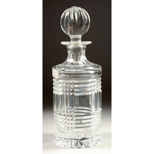 1089 - A RALPH LAUREN CIRCULAR CUT GLASS DECANTER AND STOPPER