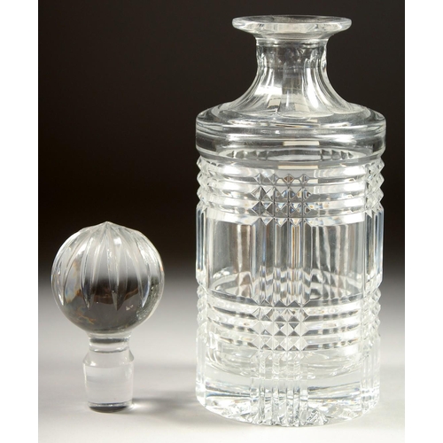 1089 - A RALPH LAUREN CIRCULAR CUT GLASS DECANTER AND STOPPER