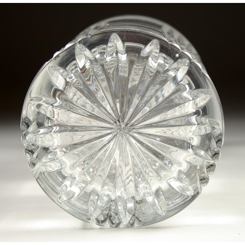 1089 - A RALPH LAUREN CIRCULAR CUT GLASS DECANTER AND STOPPER