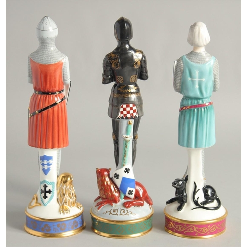 1176 - THE AGE OF CHIVALRY COLLECTION. THREE ROYAL DOULTON FIGURES: SIR EDWARD HN 2370 SIR THOMAS HN 2372 A... 