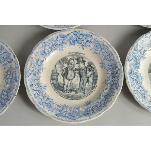 1182 - A SET OF ELEVEN FRENCH PLATES depicting amusing figure subjects.