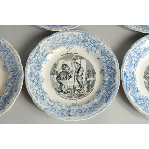 1182 - A SET OF ELEVEN FRENCH PLATES depicting amusing figure subjects.