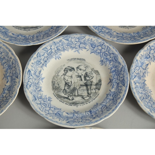 1182 - A SET OF ELEVEN FRENCH PLATES depicting amusing figure subjects.