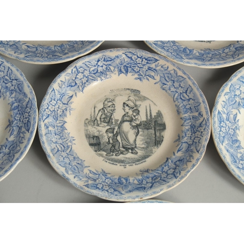 1182 - A SET OF ELEVEN FRENCH PLATES depicting amusing figure subjects.