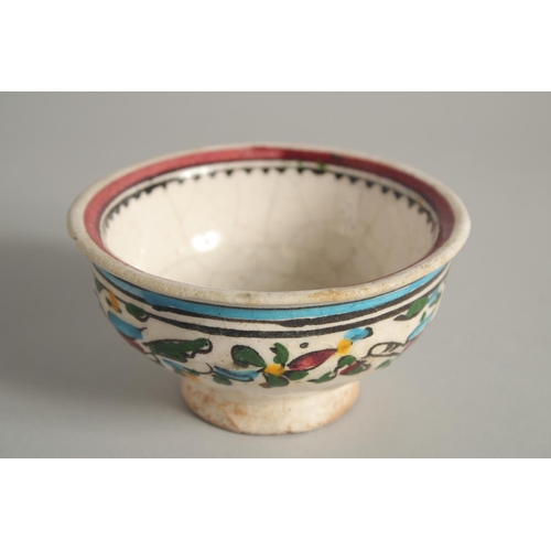 1191 - A PAIR OF CONTINENTAL PLATES painted with flowers in a basket 8.5ins diameter and A SMALL BOWL 4.5in... 