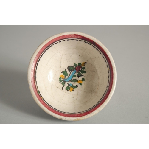 1191 - A PAIR OF CONTINENTAL PLATES painted with flowers in a basket 8.5ins diameter and A SMALL BOWL 4.5in... 