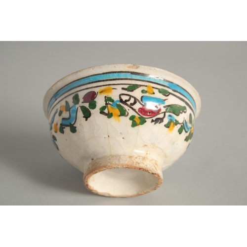 1191 - A PAIR OF CONTINENTAL PLATES painted with flowers in a basket 8.5ins diameter and A SMALL BOWL 4.5in... 