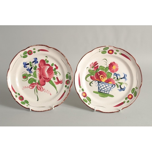 1191 - A PAIR OF CONTINENTAL PLATES painted with flowers in a basket 8.5ins diameter and A SMALL BOWL 4.5in... 