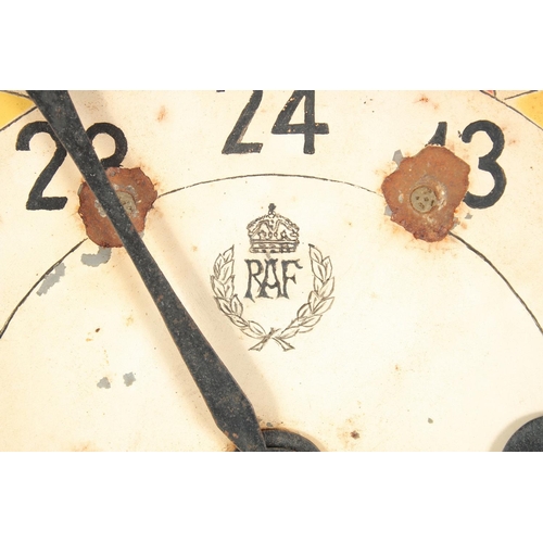 1275 - AN RAF WALL CLOCK with a 13 inch painted dial.
Painted with a crowned RAF monogram within a laurel w... 