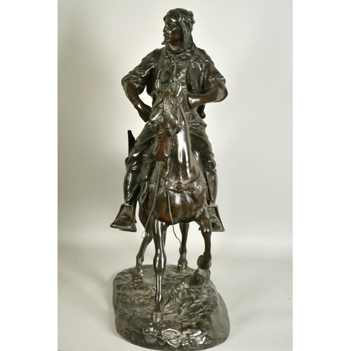 1291 - ALFRED BARYE (1839-1882) and EMILE GUILLEMIN (1841-1907) FRENCH A SUPERB LARGE BRONZE ARAB CHIEF ON ... 