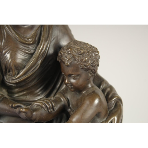 1305 - LOUIS SAUVAGEAU, FRENCH, b. 1822, ' FEMME et AMOUR, LE JEU' A VERY GOOD PAIR OF CLASSICAL BRONZES OF... 