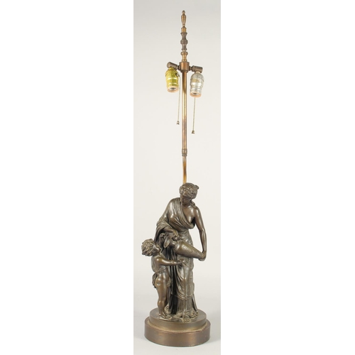 1305 - LOUIS SAUVAGEAU, FRENCH, b. 1822, ' FEMME et AMOUR, LE JEU' A VERY GOOD PAIR OF CLASSICAL BRONZES OF... 