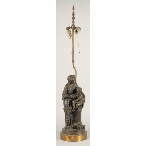 1305 - LOUIS SAUVAGEAU, FRENCH, b. 1822, ' FEMME et AMOUR, LE JEU' A VERY GOOD PAIR OF CLASSICAL BRONZES OF... 