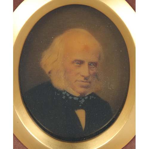 1326 - A GOOD VICTORIAN GILT FRAMED OVAL PORTRAIT of a man, head and shoulders. 4ins x 3.5ins