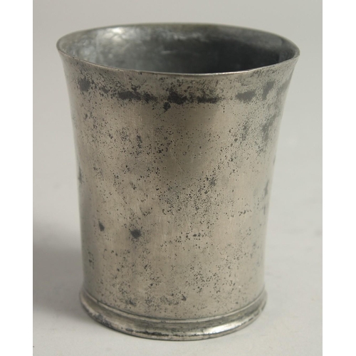 1339 - A 17TH CENTURY PEWTER MEASURE. 3ins high