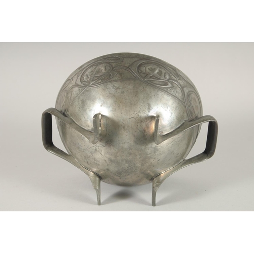 1344 - A TUDRIC PEWTER ROSE BOWL. No. 0229 designed by ARCHIBALD KNOX. 10ins diameter.