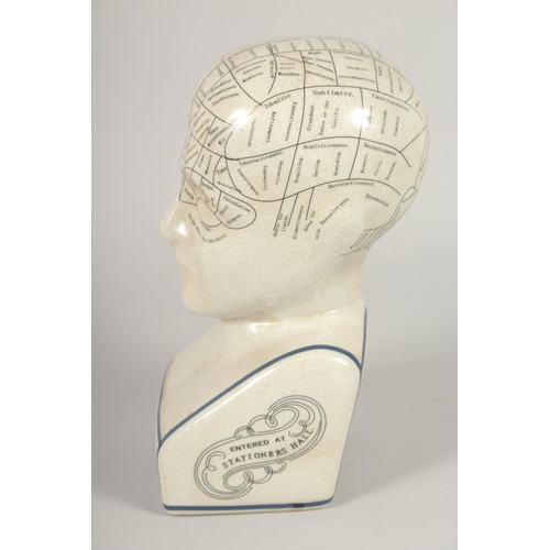 1374 - A PORCELAIN PHRENOLOGY HEAD. 11ins high.