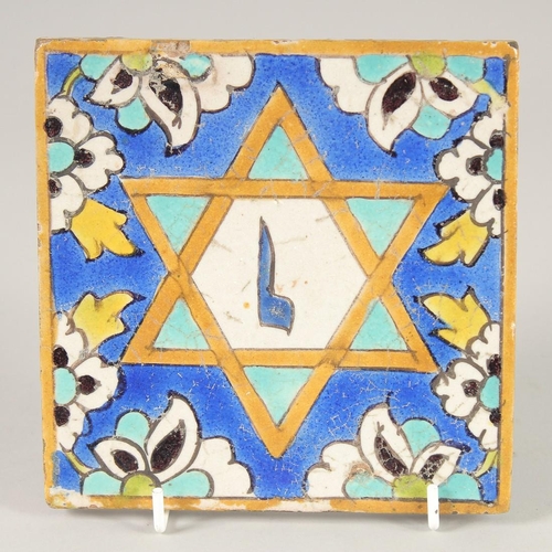 1442 - A PAIR OF JEWISH SQUARE TILES 6ins