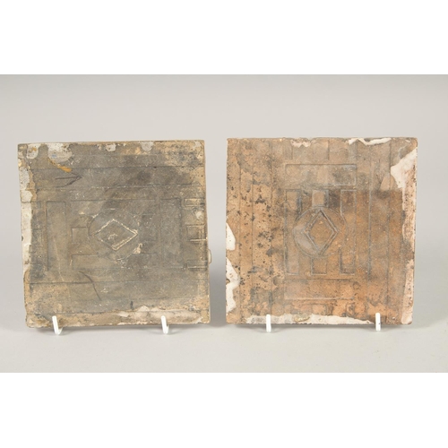 1442 - A PAIR OF JEWISH SQUARE TILES 6ins