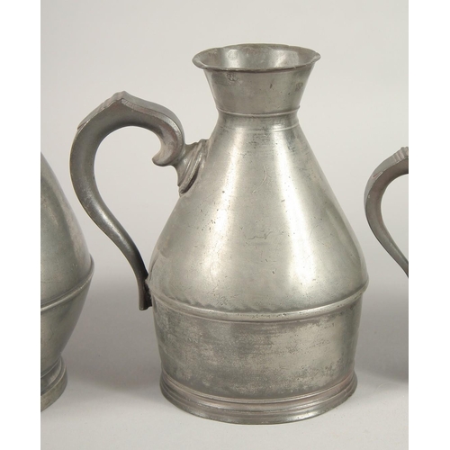 1444 - A GOOD SET OF SIX IRISH PEWTER HAYSTACK MEASURES, 1826 - 1840. 2.75ins to 9.5ins.