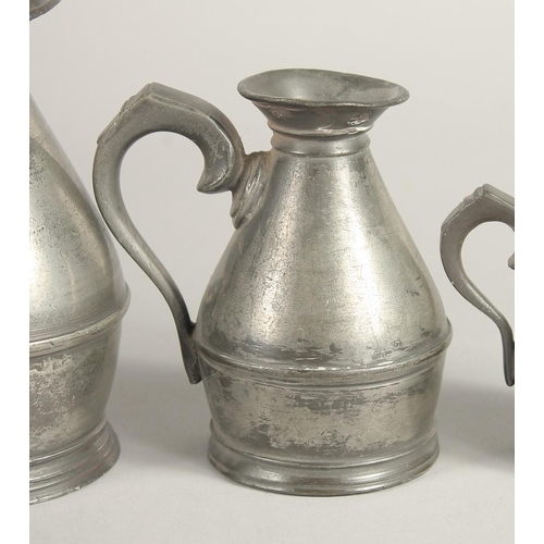 1444 - A GOOD SET OF SIX IRISH PEWTER HAYSTACK MEASURES, 1826 - 1840. 2.75ins to 9.5ins.