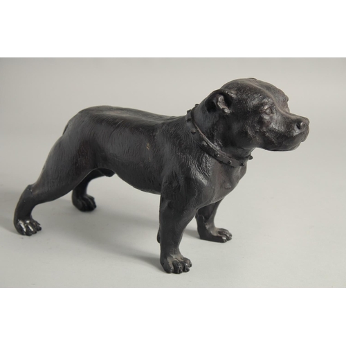 1458 - A GOOD BRONZE BULLDOG. 13ins long.